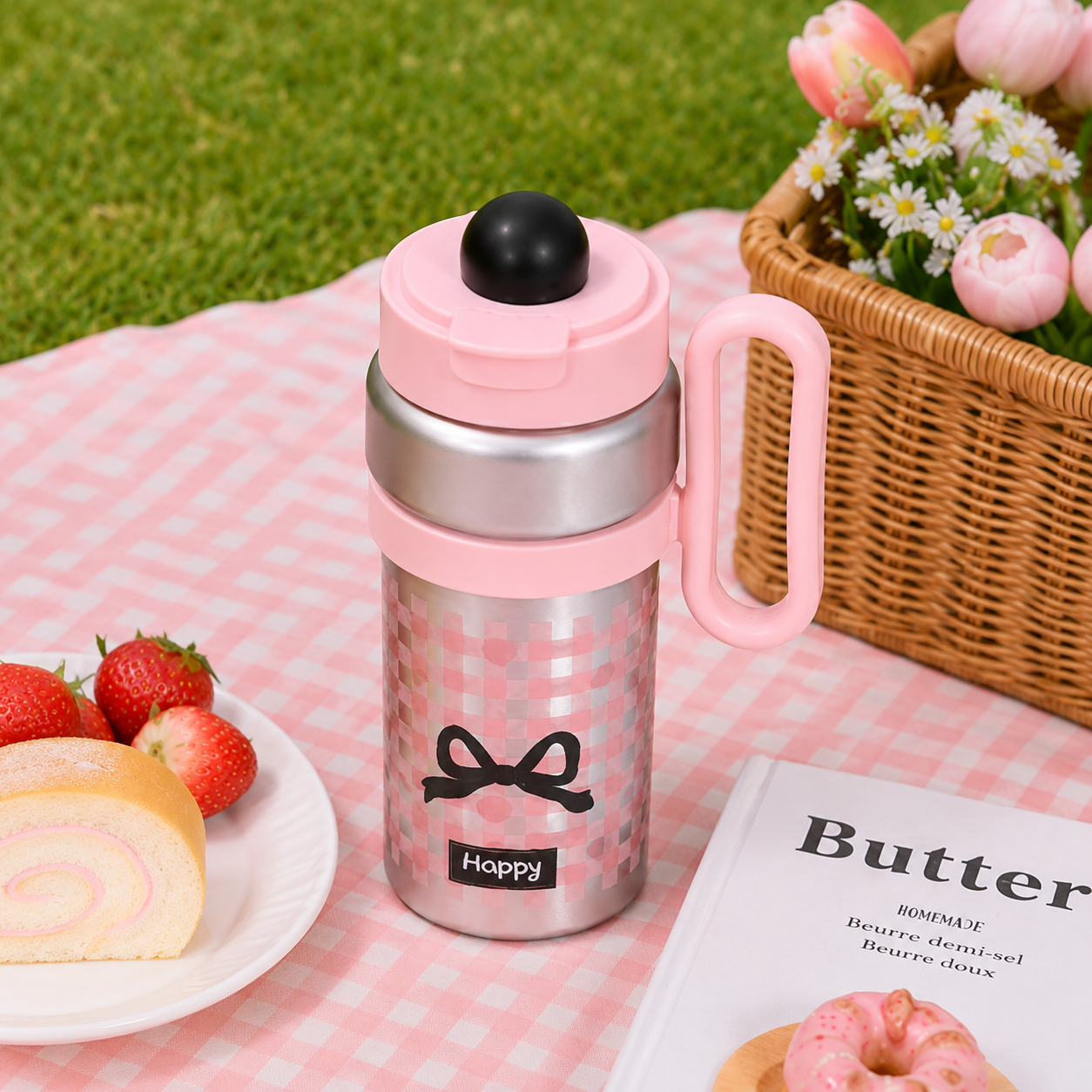 Cốc giữ nhiệt 900ml có quai xách kèm ống hút - ZIMORY