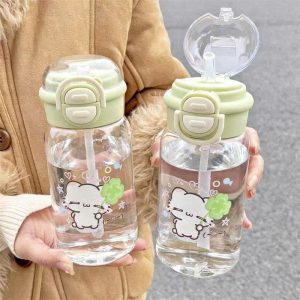 Bình nhựa trong suốt 550ml hoạ tiết dễ thương - ZIMORY