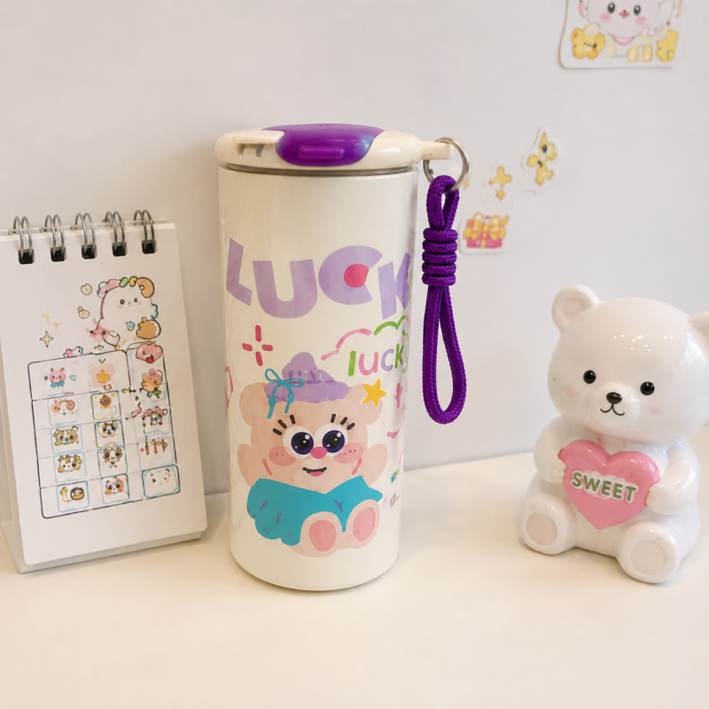 Cốc Giữ Nhiệt 600ml Giữ Nóng Lạnh Có Quai Xách Dễ Thương