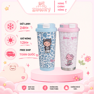 Cốc giữ nhiệt cute 550ml nắp bật chống tràn - ZIMORY