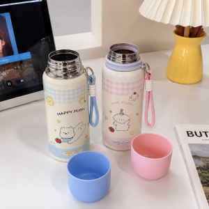 Bình Giữ Nhiệt Happy Puppy 600ml Inox Có Dây Đeo ZIMORY