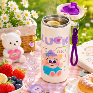 Cốc Giữ Nhiệt 600ml Giữ Nóng Lạnh Có Quai Xách Dễ Thương