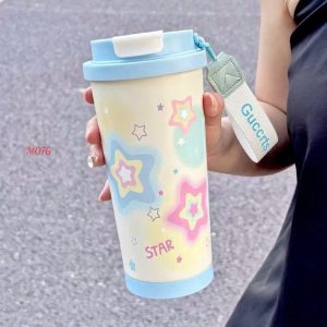Cốc giữ nhiệt cute 550ml nắp bật chống tràn - ZIMORY