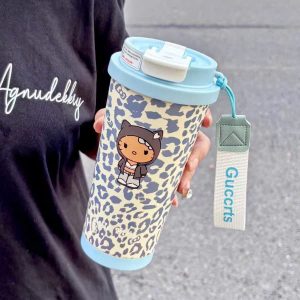 Cốc giữ nhiệt cute 550ml nắp bật chống tràn - ZIMORY
