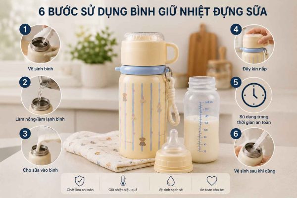 Cách sử dụng bình giữ nhiệt đựng sữa đúng cách