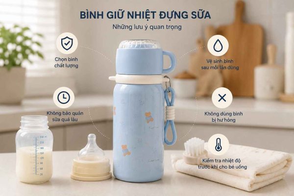 Những lưu ý quan trọng khi dùng bình giữ nhiệt đựng sữa